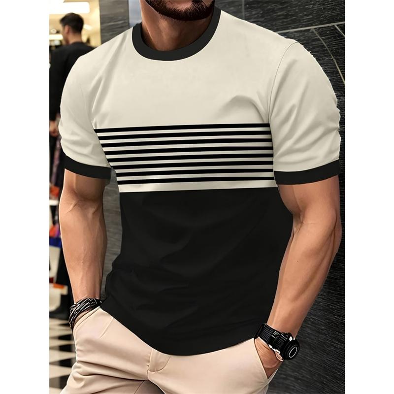 Simple and stylish striped pattern men's T-shirt