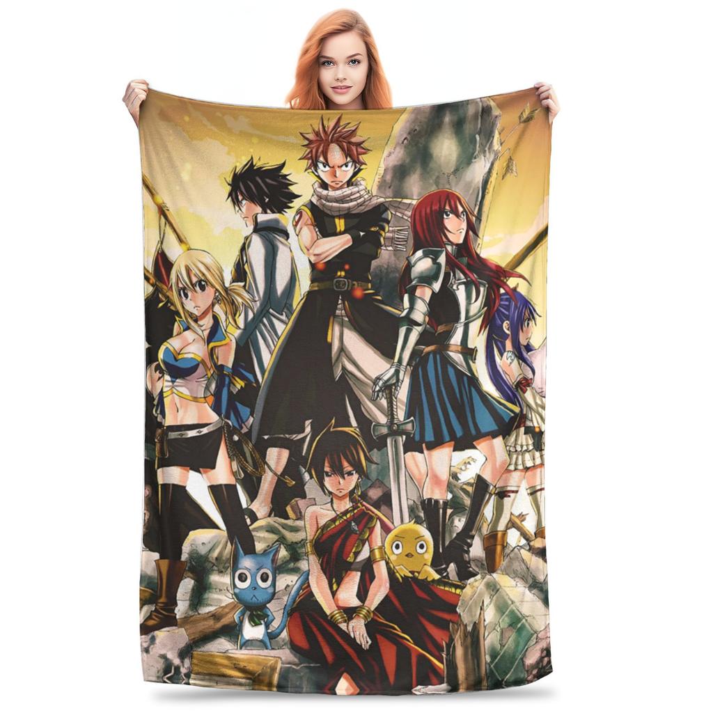Fairy Tail Knitted Blanket Flannel  Super Soft Throw Blankets for Outdoor Travel Bedspread
