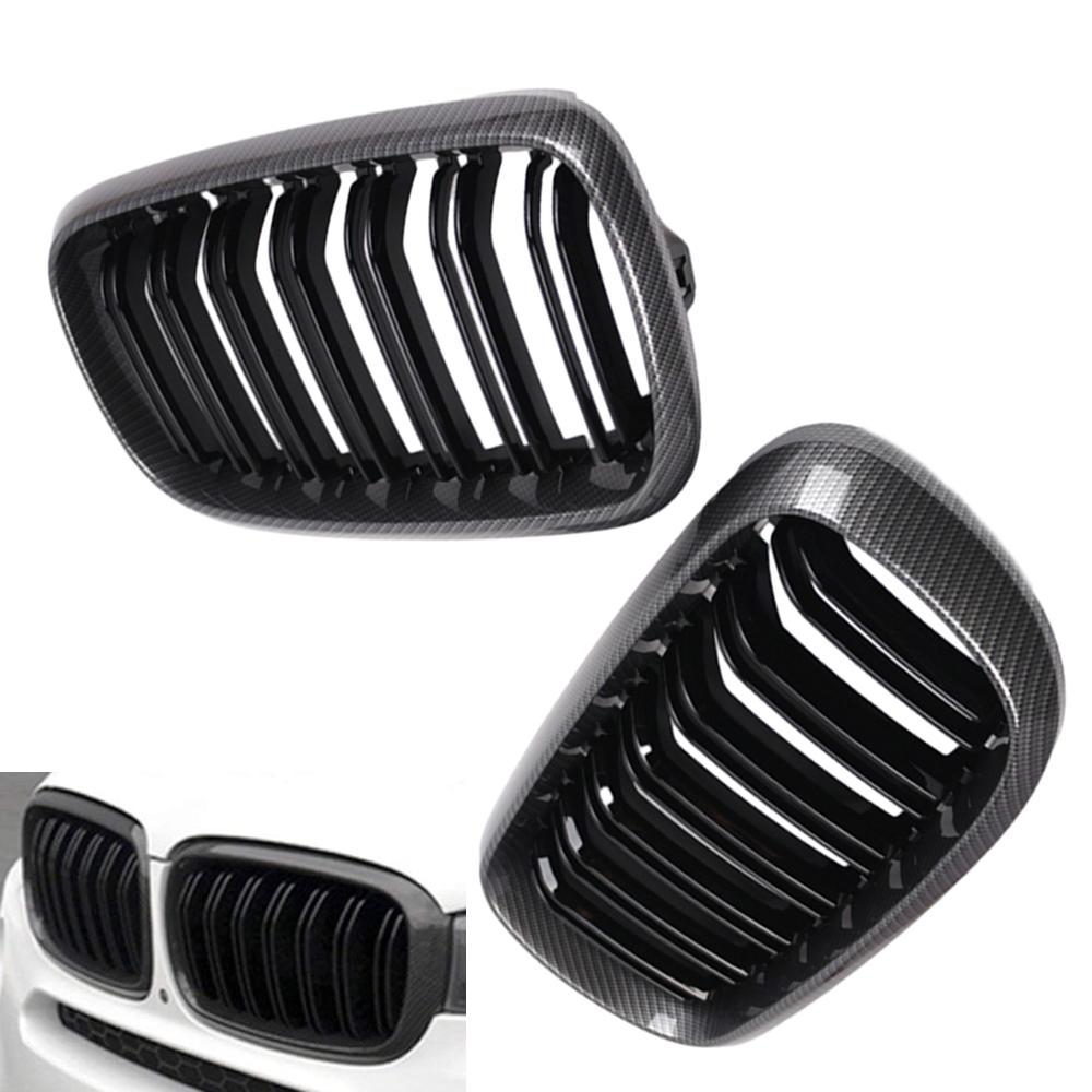 2Pcs Carbon Fiber Front Bumper Grille Racing Grill for BMW 2015-2018 X5M F85 X6M F86 14-18 X5 F15 X6 F16 51117294485 51712334710