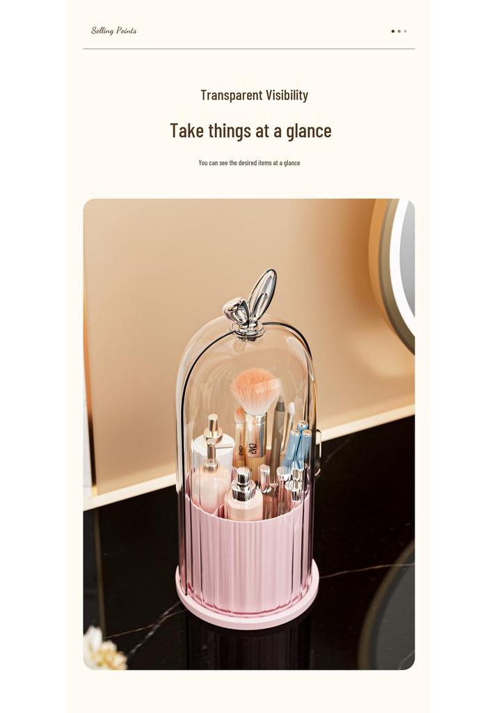 Desktop Rotating Makeup Brush & Cosmetic Storage Organizer