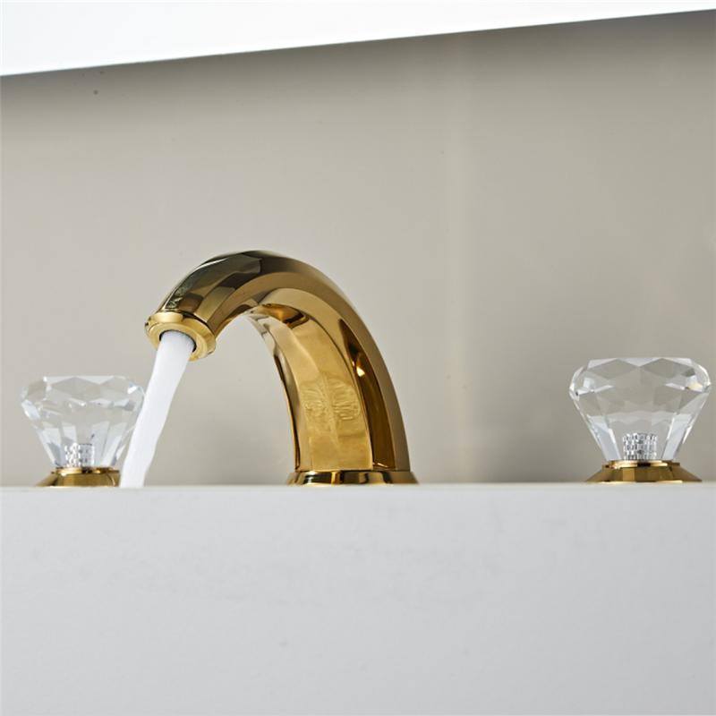 Gold Bathroom Faucet Modern basin faucet Brass widespread faucet Tap luxury Basin Mixer Hot And Cold shower room sink Faucet