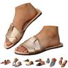 Flat Thin Soled Women'S Slip Sandals Toe Toe Leather Sandals Summer Sandals Women Closed Toe Women Sandals