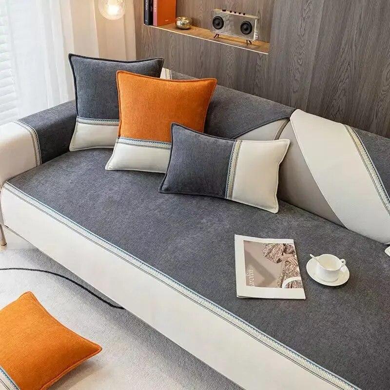 Chenille-Sofakissen, ganzjährig, schlicht, modern, rutschfest, universeller Bezug für Rückenlehne, Handtuch und Stoff