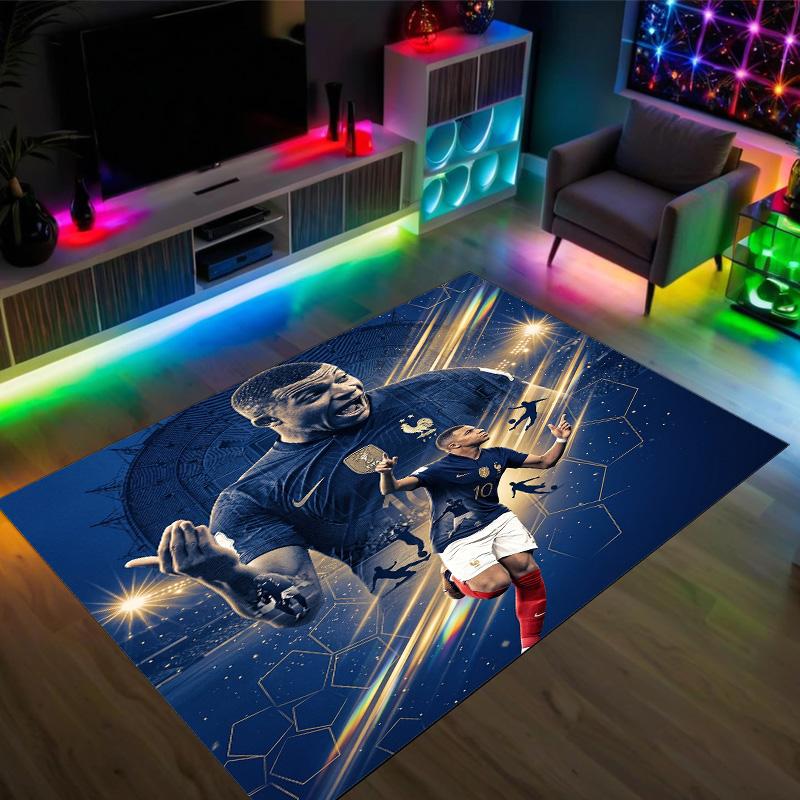 Tapis en Velours Cristal Design Kylian Mbappe Douillet Non ?Tapis imprimé antidérapant pour chambre, salon, entrée