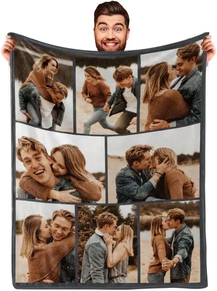 Ich liebe dich Personalisierte Decke mit Fotocollage Text Bild Kuscheldecke für Weihnachten Valentinstag Geburtstagsgeschenk