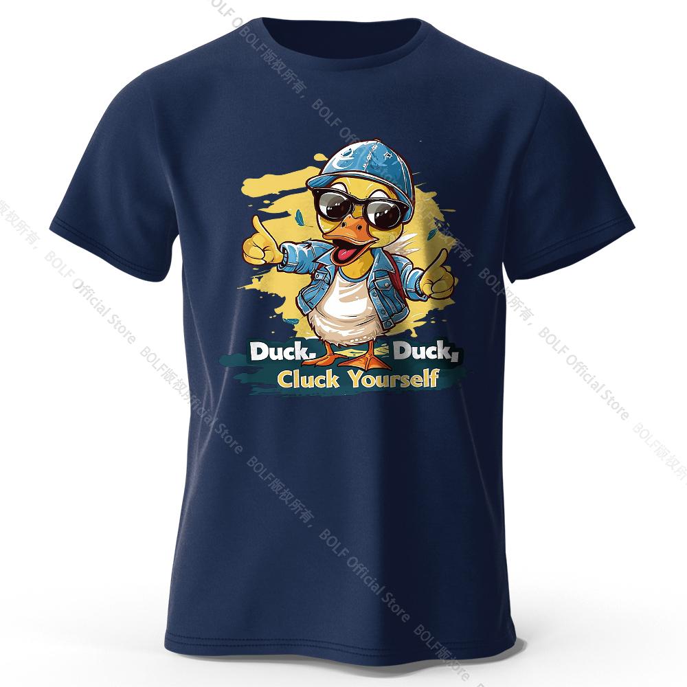 Herren T-Shirt 'Cluck Yourself' Print 100% Baumwolle Oversized Edgy Grafik-T-Shirts für Damen Sommer Oberteile Punk Streetwear