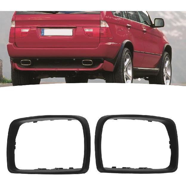 2PCS Car Rearview Mirror Frame Left Right Fit for X5 E53 2000 to 2007, OE: Left: 51168254903 Right: 51168254904, car cover