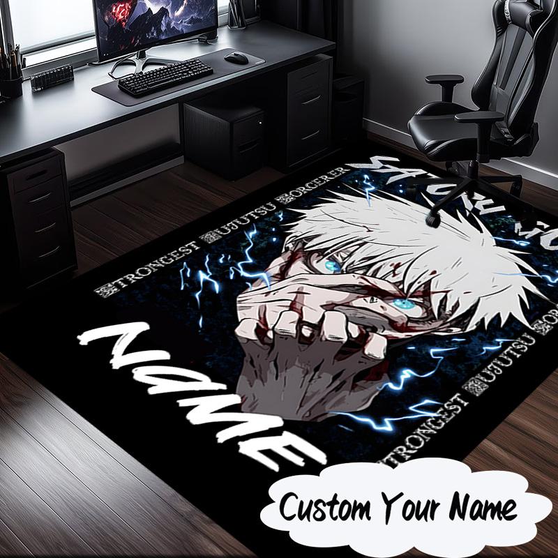 Custom Name Powerful Anime Jujutsu Carpet, Chair Rug,Area Rug for Office Bedroom living rooms bedroom, Doormat decor Christmas fan gifts