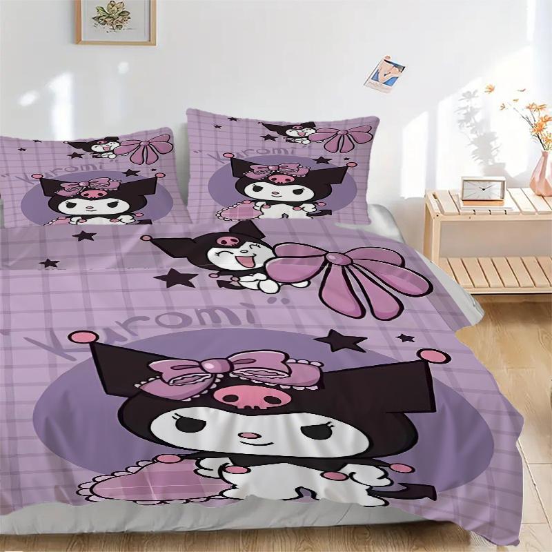 

3pcs Kuromi s Whimsical Adventure Bedding Set - Includes 1 Quilt Cover and 2 Pillowcases, Comfortable Bedding with Stylish Design for Bedroo 135x200cm