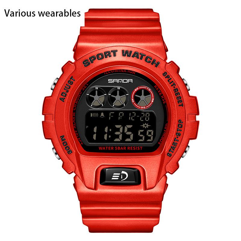 Neue elektronische Uhr mit Einzelwerk in grüner, heller Farbe für männliche und weibliche Studenten, modische, multifunktionale, trendige, wasserdichte Uhr