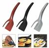 2-in-1 Silicone Shovel & Tweezers Tongs - Black Egg Flipper Pancake Spatula for Kitchen