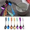 1 Pcs Colorful Stainless Steel Rose Spoon Flower Handle Coffee Tea Small Stirring Ice Cream Dessert Spoon Household Kitchen Tool