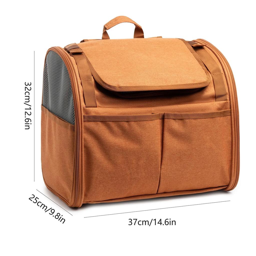 1pc 37cmx32cmx25cm Cat Backpack - Expandable Breathable Outbound Portable Large Space Spacecraft Design Brown Pet Backpack