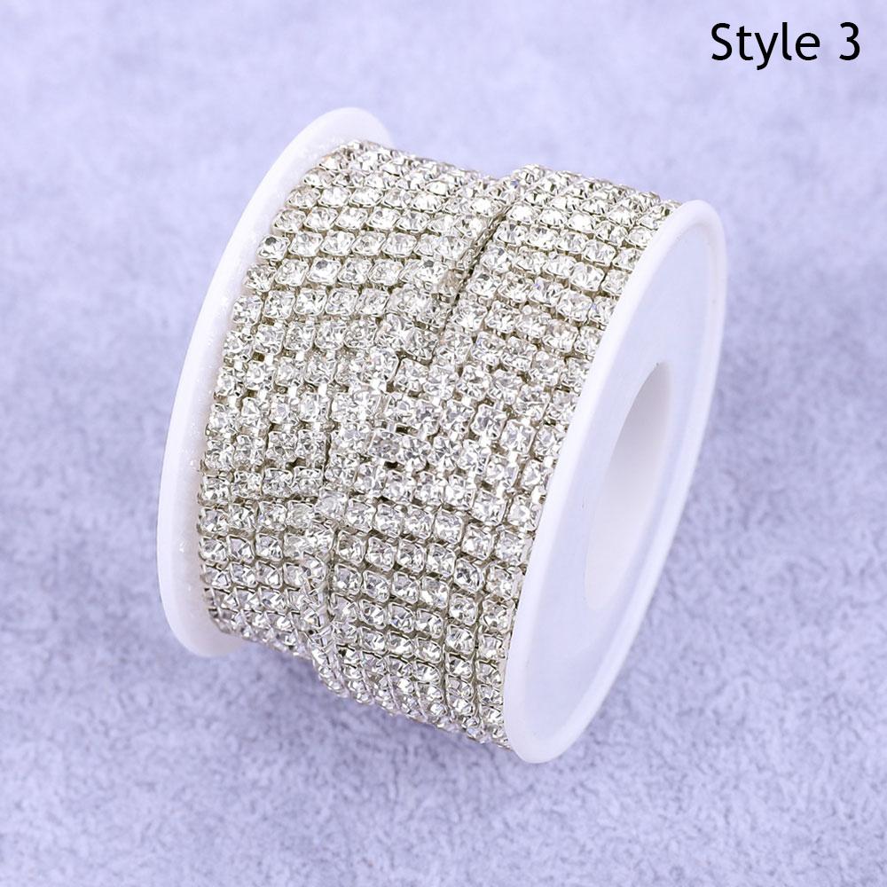 10yards/roll Rhinestone Cup Chain For Sewing Trim Crystal Silver Gold Base Clear Crystal Dense Glass Dense Crystal Cup Chain