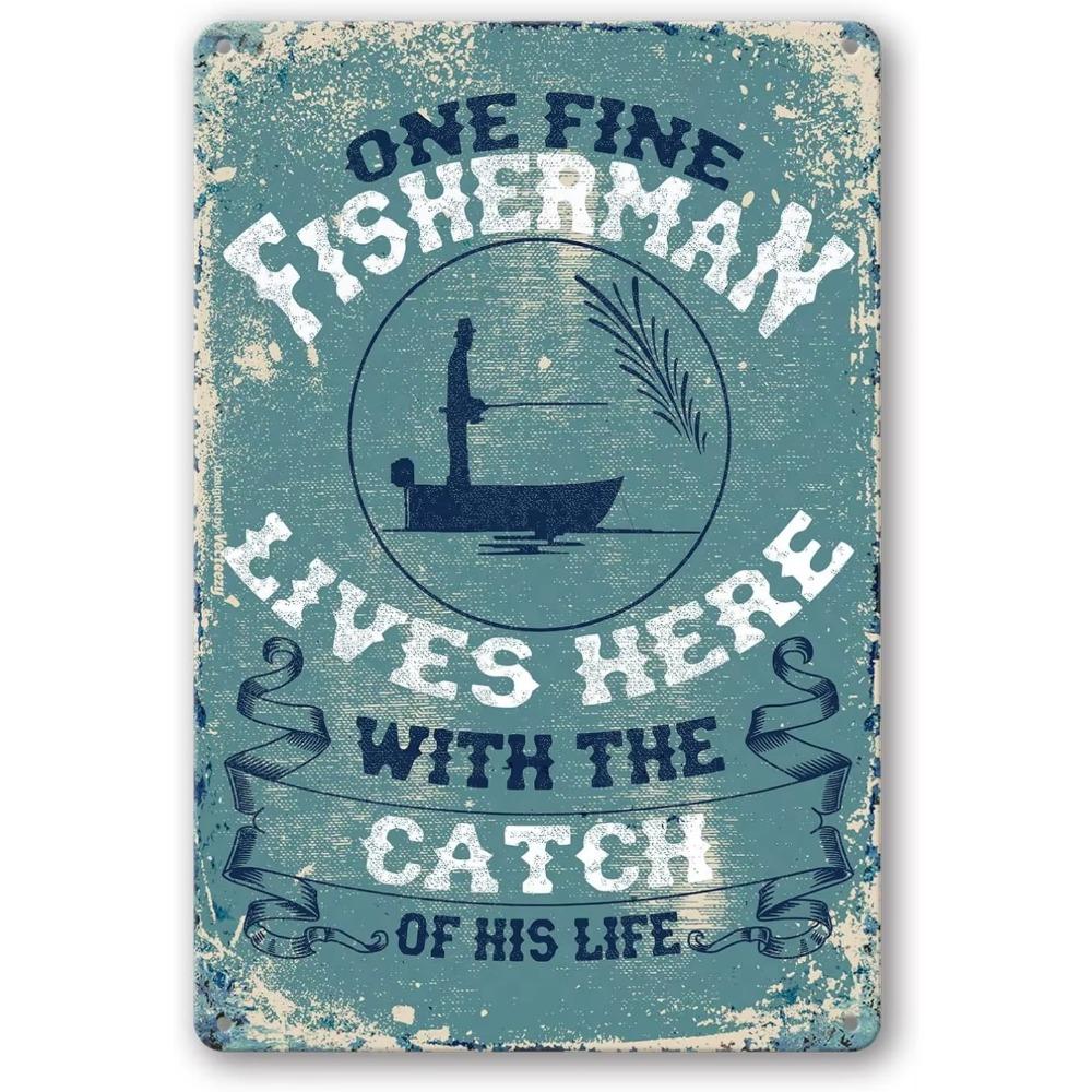 Fishing Wall Decor Rustic Cabin Hunting Fishing Signs Lake House Kitchen Fish Art Freshwater Game Fish Tin Sign Outdoor Decor