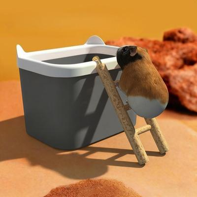 Hamster Zandbak met Ladder Hamster Zandbadbak Container Gerbil Toilet Zandbad Kooi Klein Dier Graafzandbak