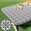 Waterproof Elastic Fitted Tablecloth Washable Elastic Table Sheet Baroque Print Tablecloth