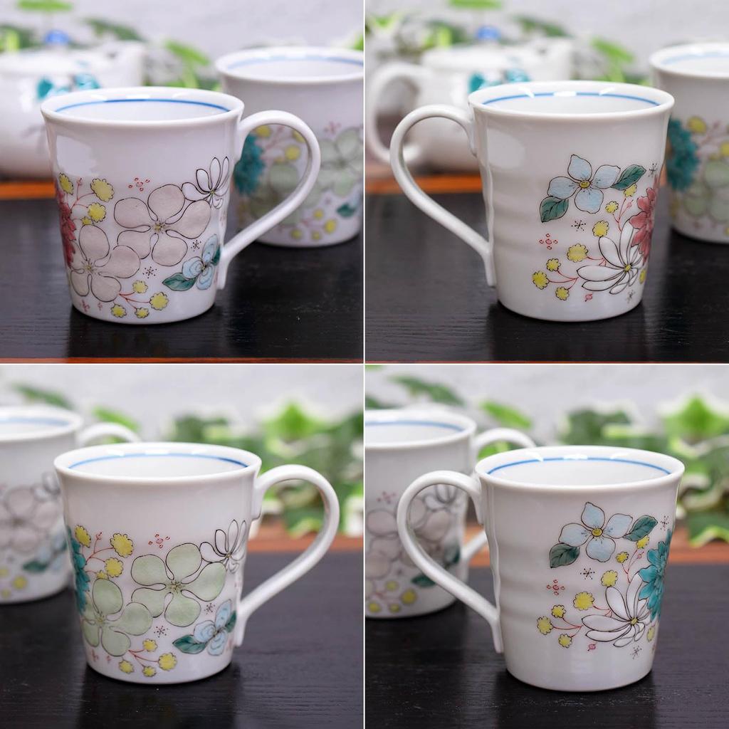 Waza no Kura Stylish Mug Pair Set Kutani Ware Hanahana Pottery Luxury Brand Tableware Made in Japan
