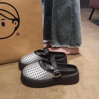 Thick Bottom Hollow Hole Bag Head Slippers 2025 Summer New Non-slip Heightening Soft Bottom Breathable Birken Fashion Versatile