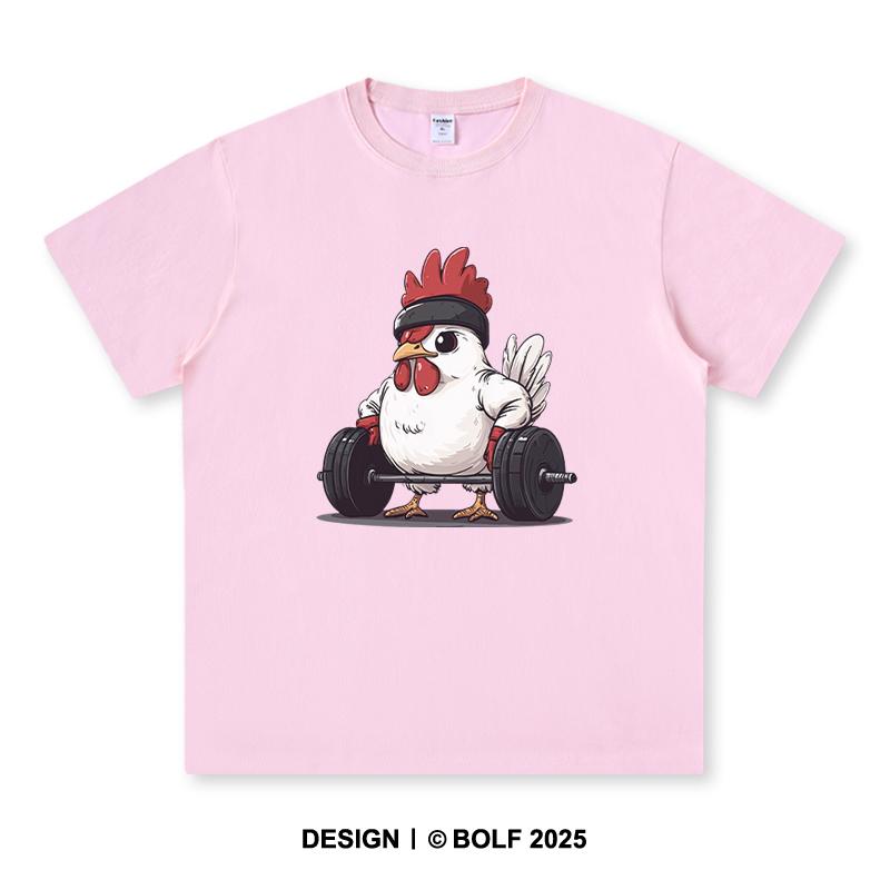 Fitness Kuře Potisk Pánské Tričko 100% Bavlna Nadměrná Grafická Trička pro Muže Ženy Street Wear Topy Trička