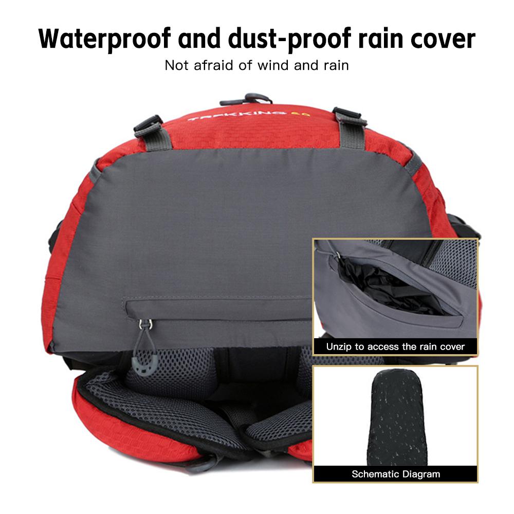 60L Hiking Backpack Water-resistant Climbing Camping Backpack Travel Daypack with Rain Cover