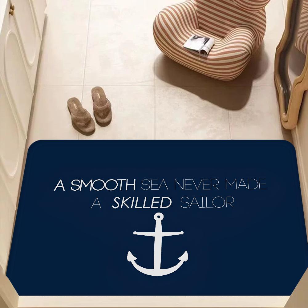 Alfombrilla de suelo con ancla náutica estilo INS suave para suelo de dormitorio casa lavadero alfombrilla antideslizante alfombras para zona de cabecera