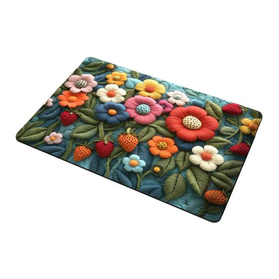 Bodenmatte Schnelltrocknend Lebendige Farbe Blumendesign Rutschfeste Rückseite Teppich Badezimmer Wohnzimmer Fußmatte Heimdekor