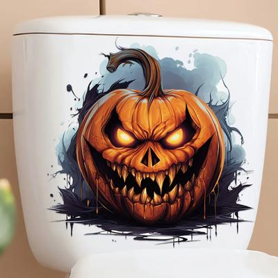 Halloween Blood Skull Funny Toilet Sticker Halloween Gift Self-adhesive Toilet Seat Decal Bathroom Fashion Waterproof Decoration