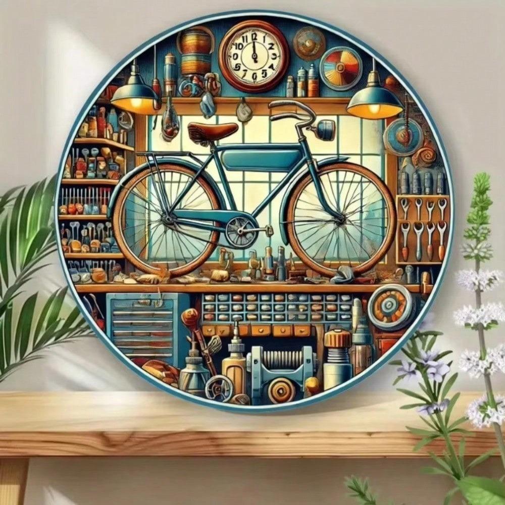 Metal Bicycle Repair Shop Vintage Sign Weather Resistant 2D Wall Art Cafe Bar Office Decor