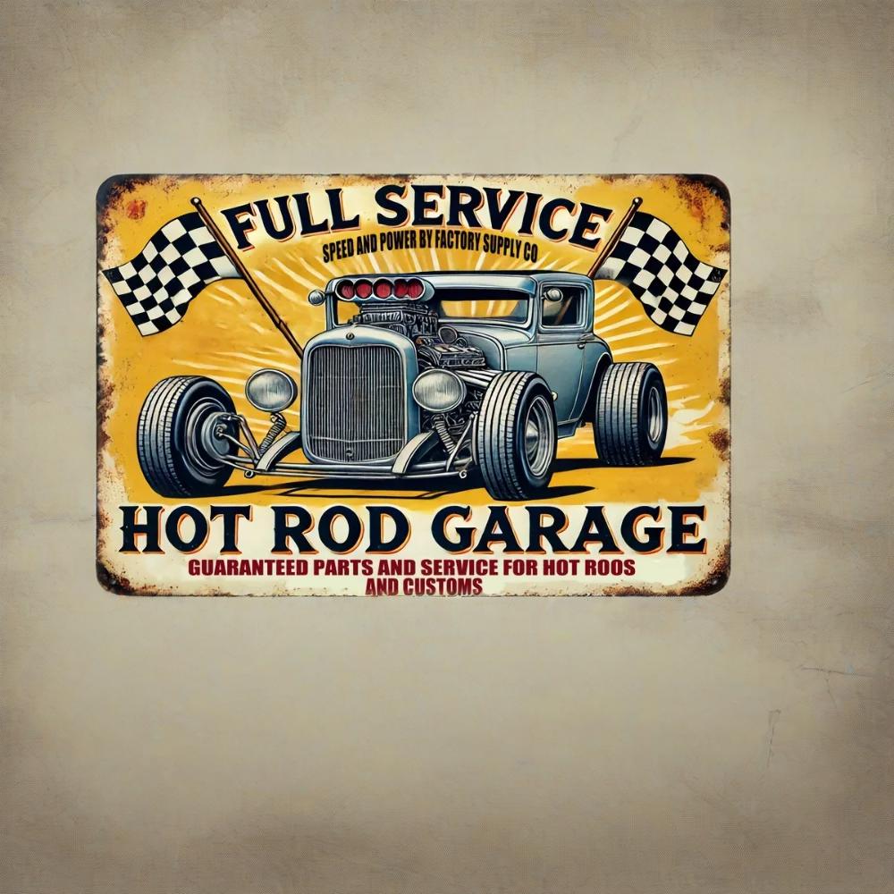 Artisanal Forge-Patina Iron Sign – 'Hot Rod Garage' Mechanical Mandala with Wrench-Gear Motifs |