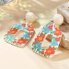 Geometric Acrylic Earrings Pendientes Earring For Women Retro Flower Contrast Color Square Earrings Acrylic Candy Color Earrings