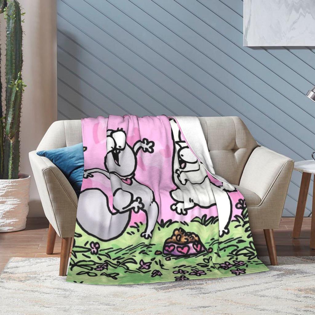 Simons Cartoon Cat Print Blanket For Men Women Warm Cozy Fluffy  Throw Blankets for Living Room 50x60 Inches Multiple Sizes