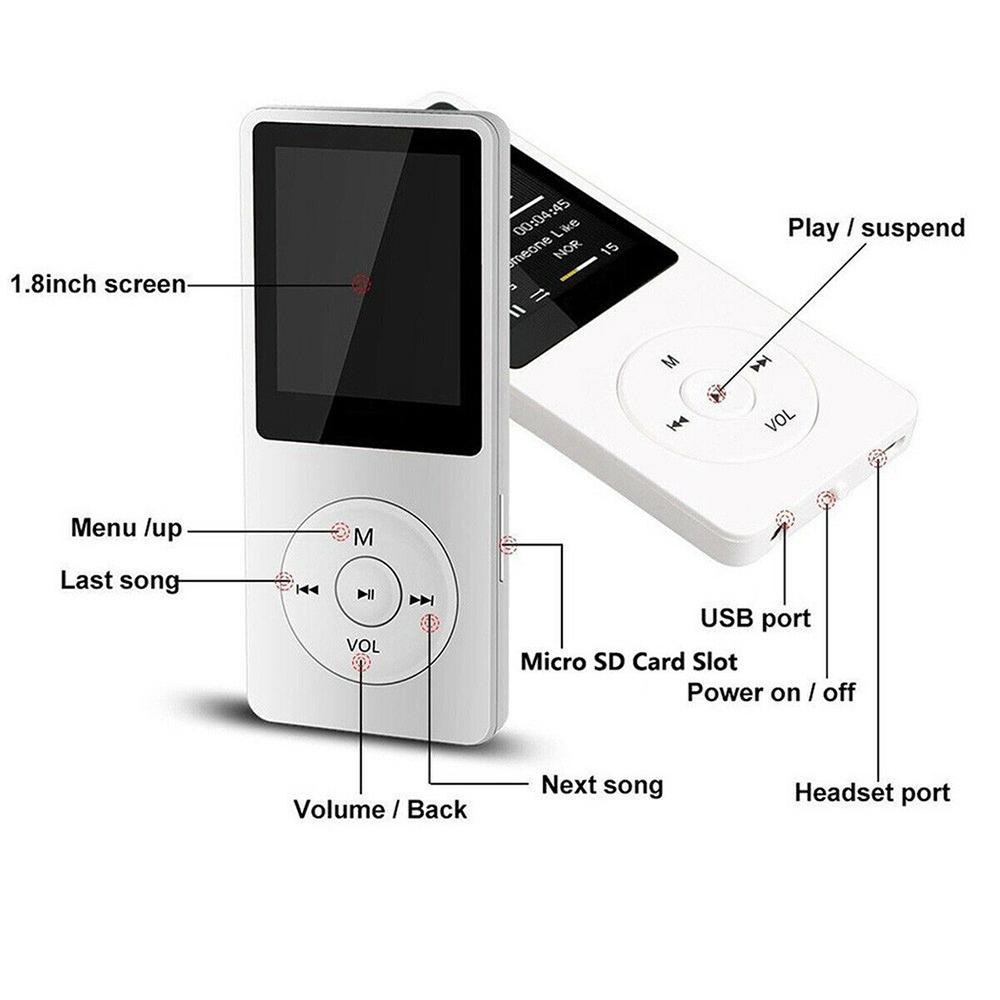 Portable MP3 Player With LCD Digital Display FM Radio Video Hifi MP3 Player E-books Support Bluetooth Lossless Music Player
