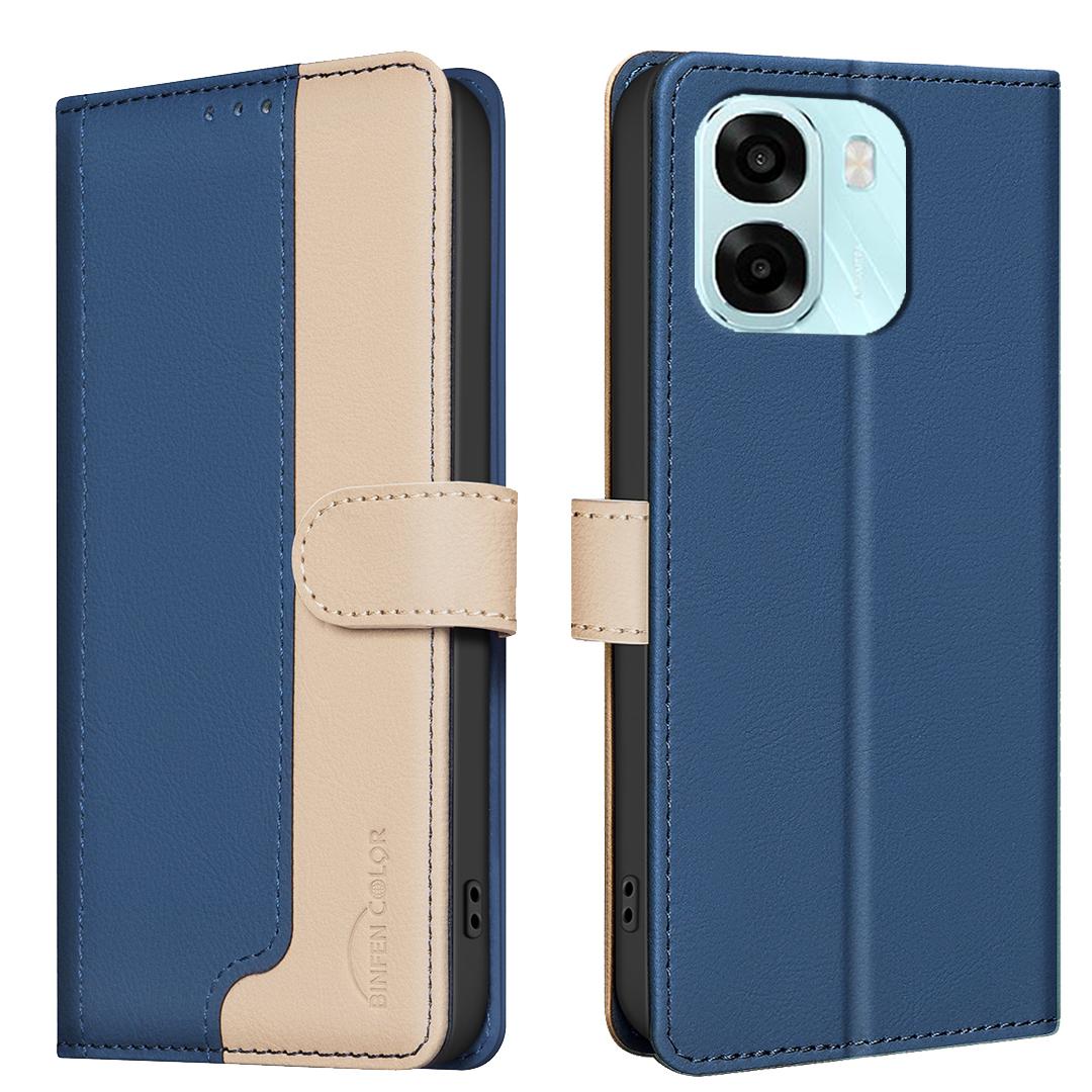 

For Oppo A6x 5G/Oppo A6x 4G/Oppo A6 5G Leather Case BINFEN COLOR Splicing Color RFID Blocking Wallet Stand Phone Cover