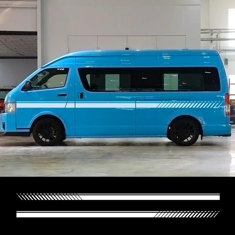 2PCS Car Door Waist Line Side Racing Stripes Decoration Stickers Auto Body Decor Vinyl Film Decals Accessories For Toyota Hiace