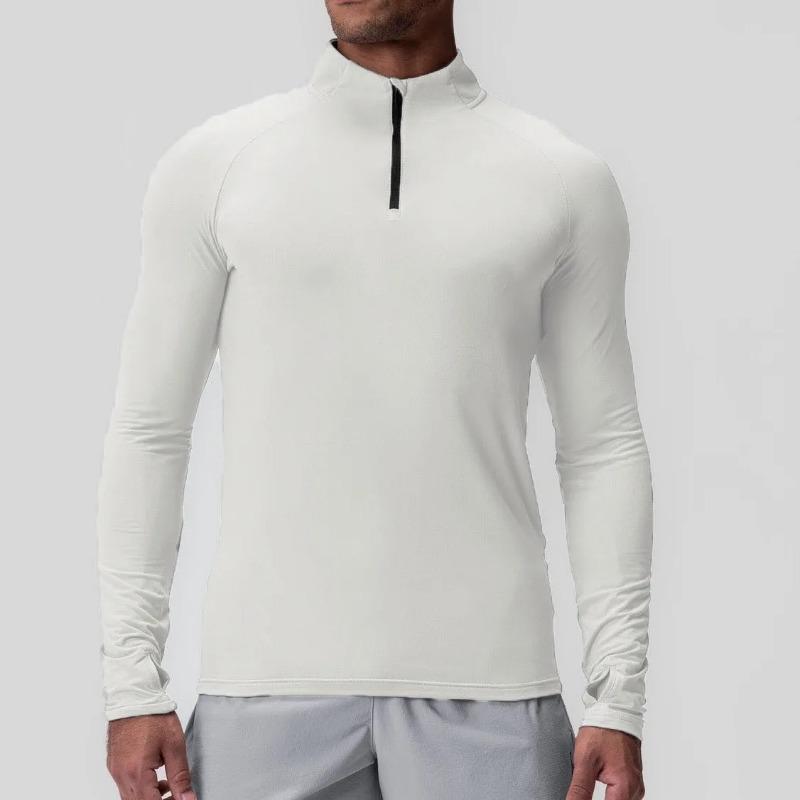 Solid Color High Elastic Compression Long-sleeved Top Sports and Fitness Tights for Men Quick-drying Semi-zipper