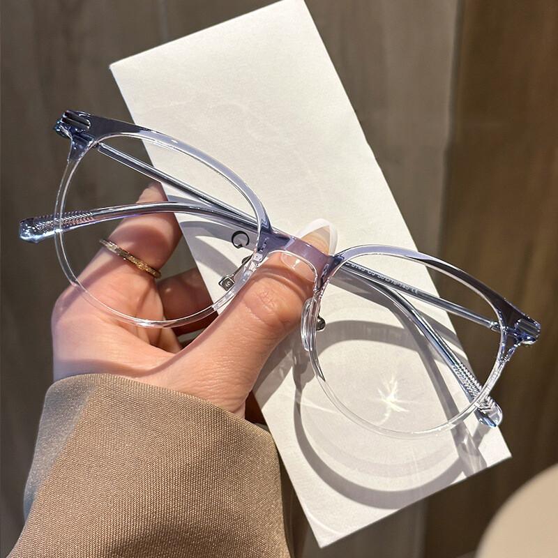 Anti-blue Light Glasses for Women Ultralight TR90 Transparent Square Frame Retro Reading Glasses 0~+600