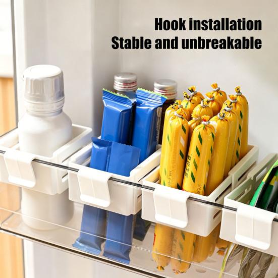 Kühlschranktür-Organizer, Geteilter Hängekorb zur Aufbewahrung, mit Klick-Teleskop-Design, Kühlschrankregal für Saucen und Snacks