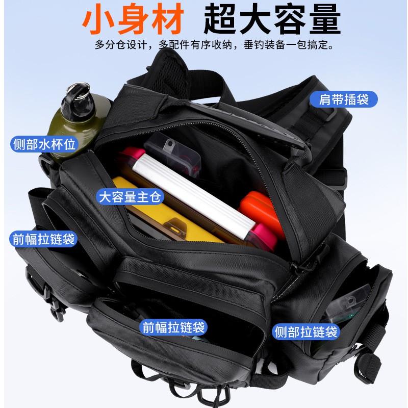Multi-Compartment Fishing Waist Pack With Rod Holder Waterproof Nylon Tackle Bag Freshwater Saltwater Lure