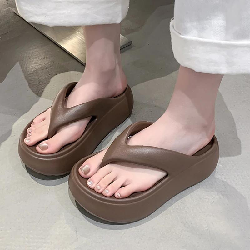 Fashion Summer Eva Platform Flip Flops for Women 2025 Non Slip Clip Toe Beach Slippers Woman Comfortable Thick Bottom Slides Sandals