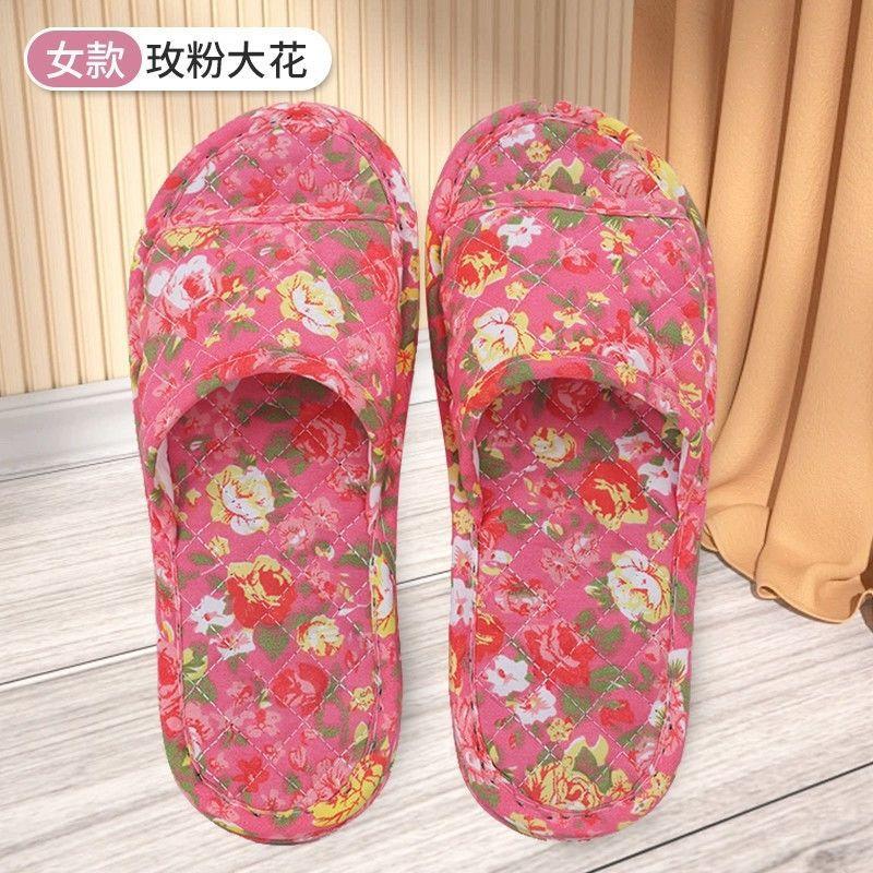 Flower pattern color matching cotton cloth bottom slippers home silent non-slip non-slip pad machine sewing light and versatile tide