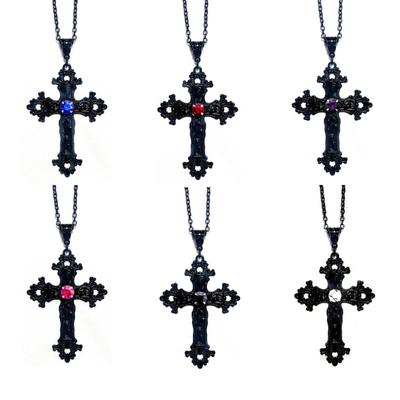 Y2K Chain Necklace Gothic Style Cross Necklace Gothic Cross Pendant Necklaces Cross Pendant Choker Religious Jewelry