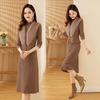 Two-piece Knitted Dress Set for Women Solid Color Long-sleeved Sweater Casual Pullover Warm Pullover Dress Knitwear