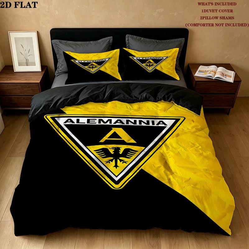 Alemannia Aachen Pattern Bedding Quilt Set Quilt Cover Pillowcase Home Birthday Gift(1 * duvet cover + 2 * pillowcase, without core)