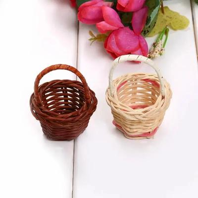 1 Stück Mini-Obstkiste, Picknickkörbe, Rattan-Webkorb, Aufbewahrungskorb, Küchenhandwerk, Heimdekor-Werkzeuge, zart und leicht zu tragen