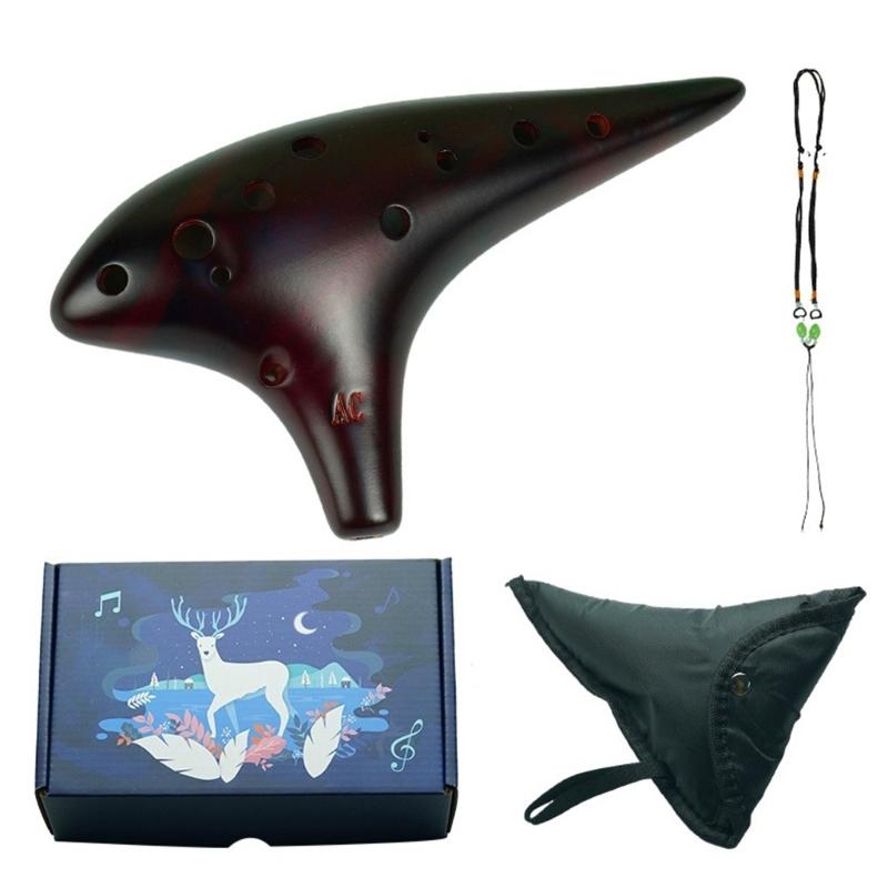 12 Hole Ceramic Ocarina Musical Device Smooth Surfaces Balanced Tone Output for Aspiring Musicians and Collectors