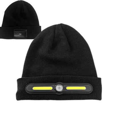 USB Rechargeable LED Beanie Hat 3-Mode Headlamp Safety Light for Night Running Biking, Adults Kids Outdoor Winter Activities