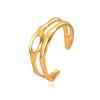 Cross-border Irregular Shaped Hollow Stainless Steel Adjustable Gold Plated Ring