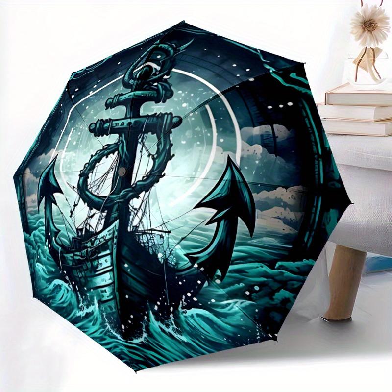 1pc Ocean Voyage Auto Open/close, All-Season Portable Folding Umbrella for Women & Men, Travel, Everyday, Formal Events -06179