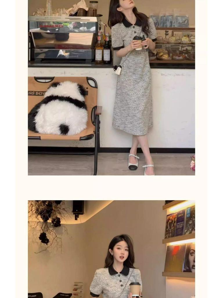 Summer 2026 European Slimming French Style Polo Collar Dress with Elegant Design